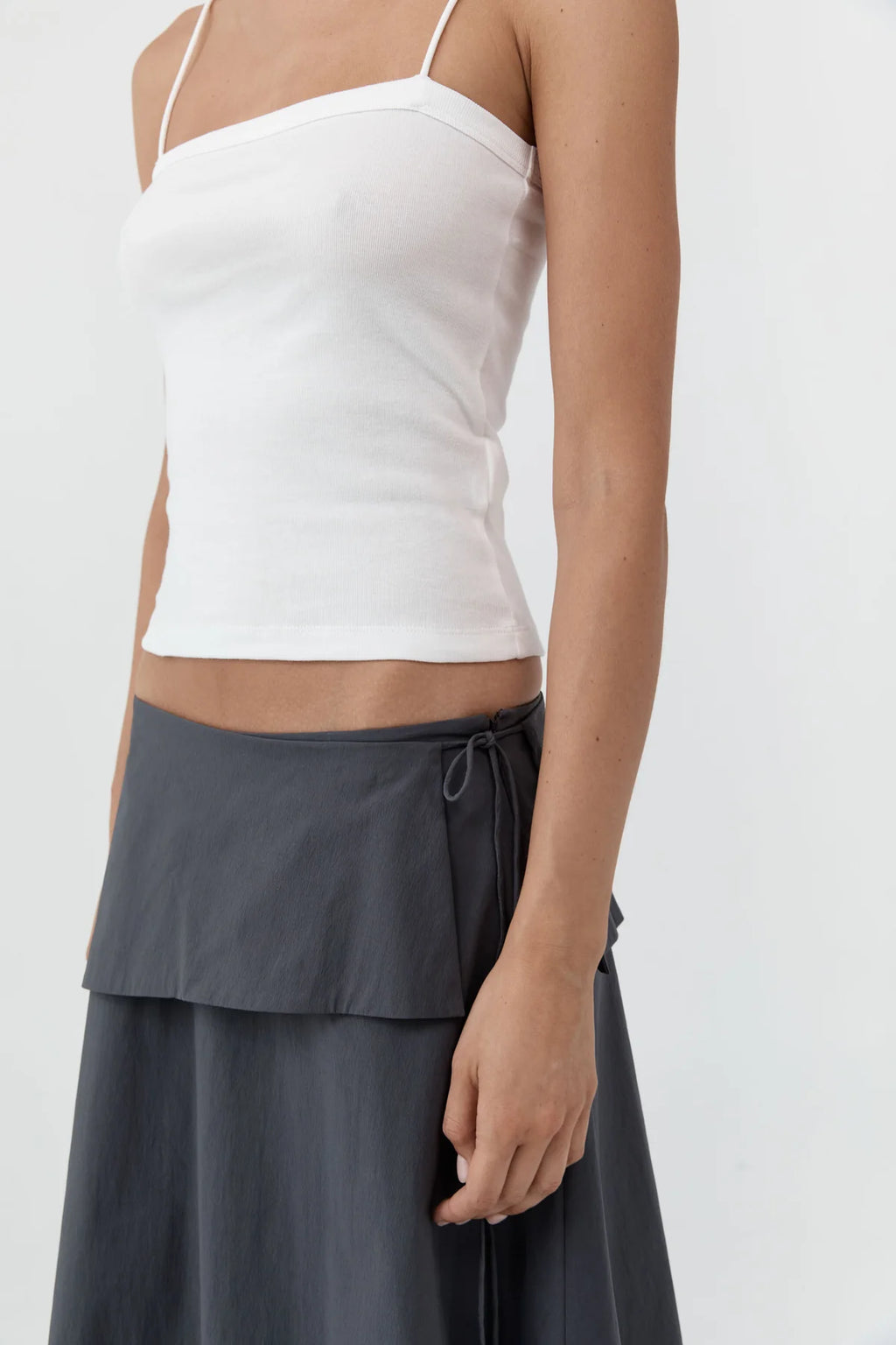 ORGANIC COTTON SQUARE NECK CAMI - WHITE
