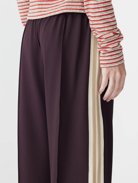 (PRE-ORDER) WIDE LEG ATHLETIC TAPE PANT - DARK PLUM