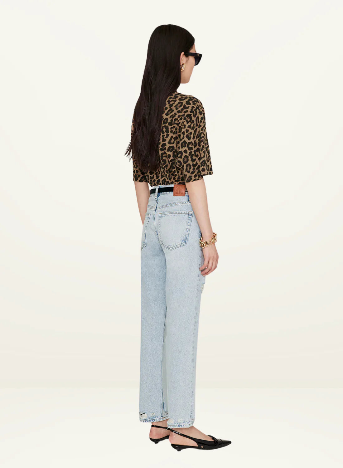 AVI TEE - BLACK BROWN LEOPARD