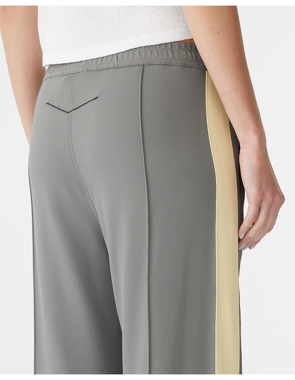 TWILL STRIPE DETAIL PANT - PEWTER / PALE YELLOW