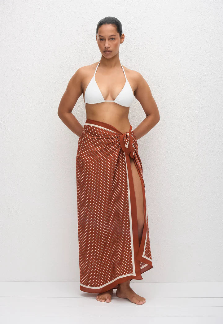 SILK SARONG - POLKA DOT TOMATO