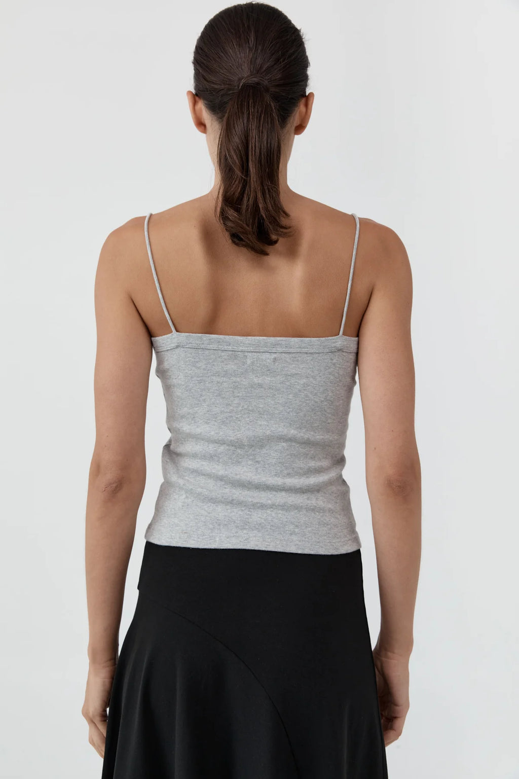 ORGANIC COTTON SQUARE NECK CAMI - GREY MARLE