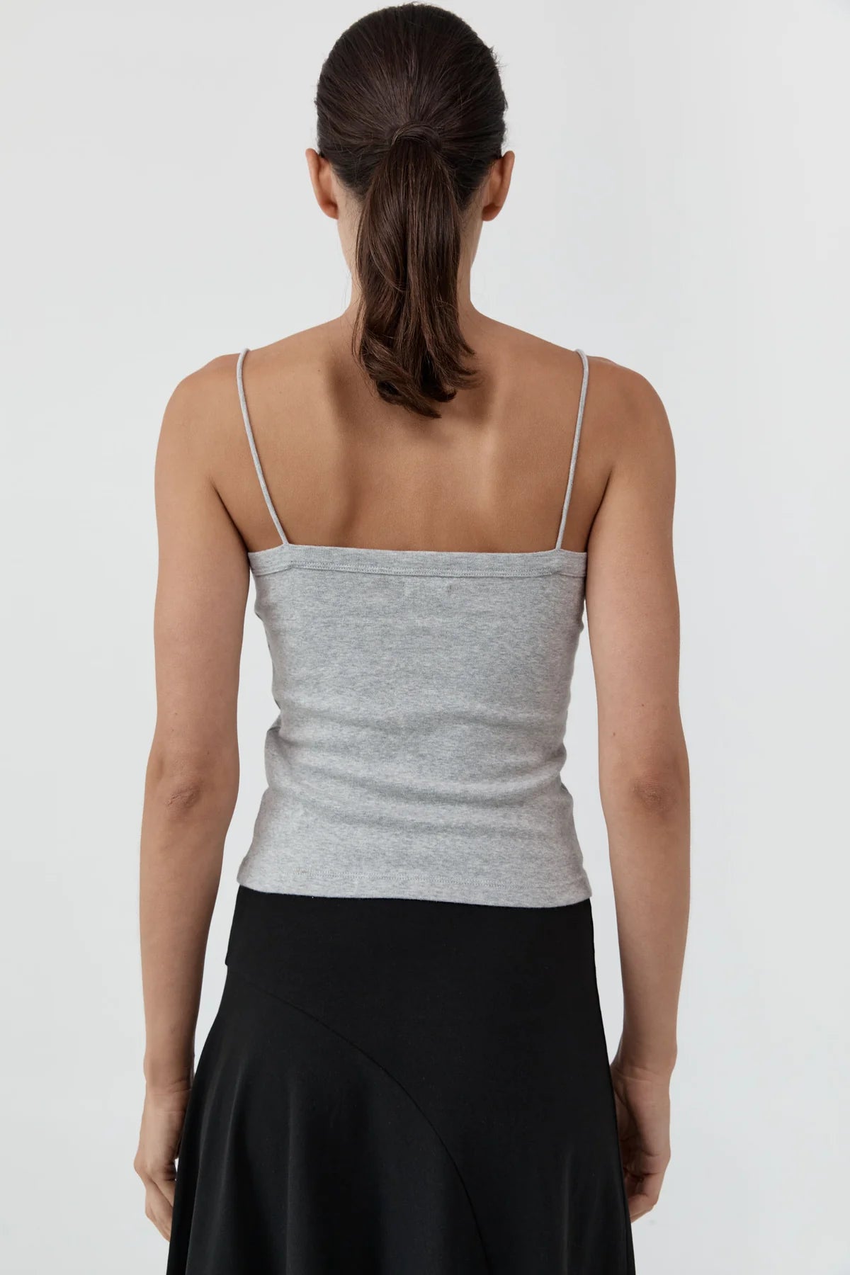 ORGANIC COTTON SQUARE NECK CAMI - GREY MARLE