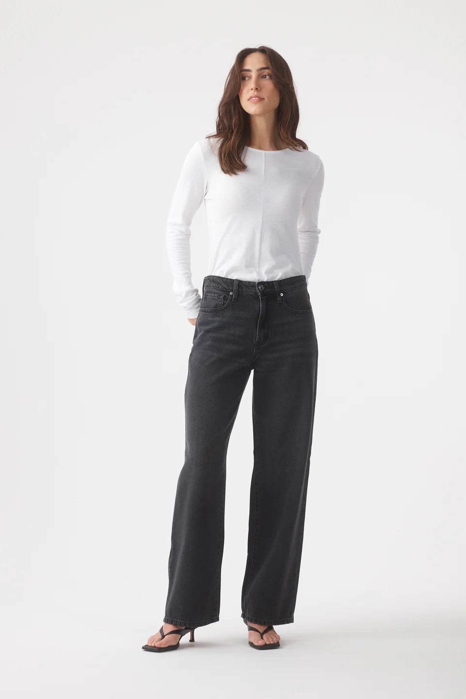 (PRE-ORDER) OLIVE MID SLOUCHY WIDE JEAN - VINATGE BLACK