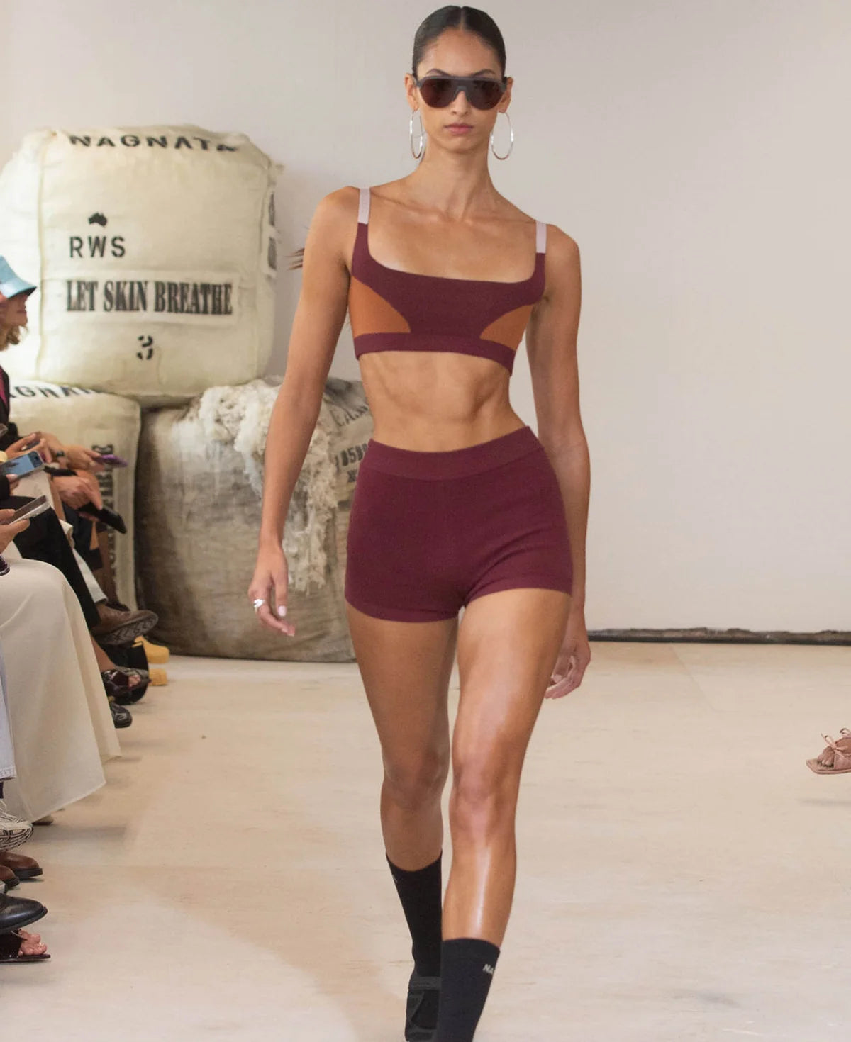 (PRE-ORDER) ORGANIC COLOUR BLOCK BRALET - MULBERRY