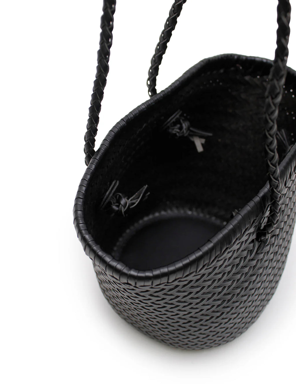 WOVEN BUCKET BAG - BLACK