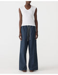 CRUSHED COTTON LAYERED PANT - WASHED NAVY