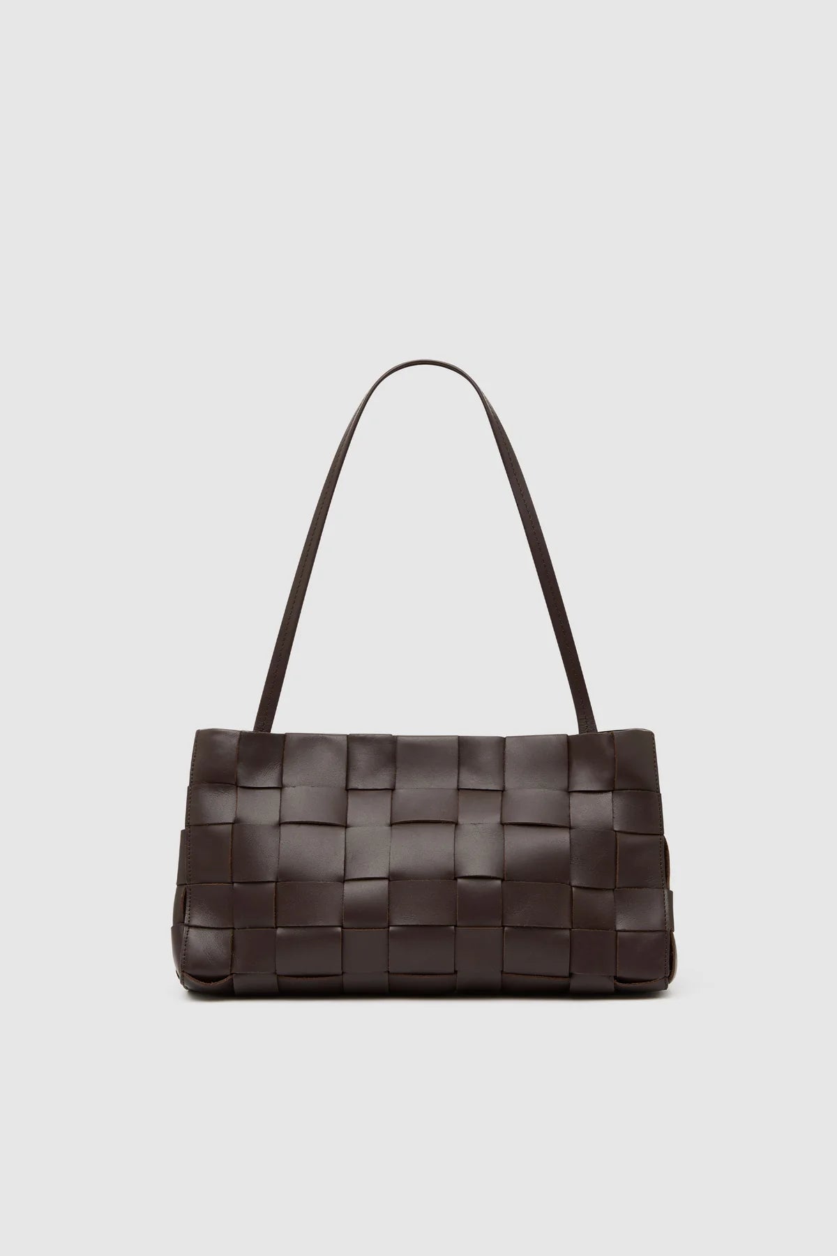 SLIM WOVEN TOTE - CHOCOLATE