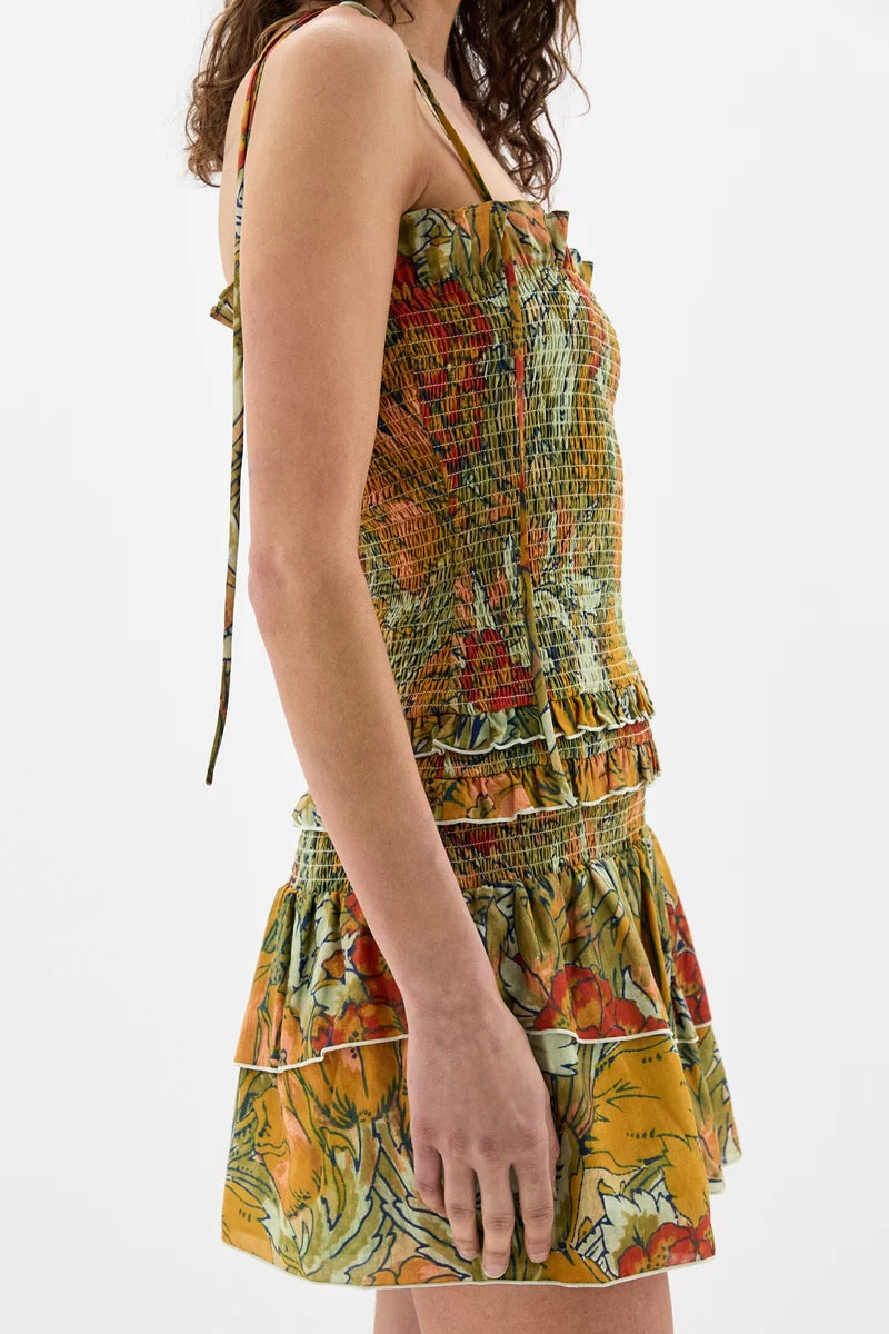 (PRE-ORDER) ELIANA RUFFLED MINI DRESS - ALIERA FLORAL MINT