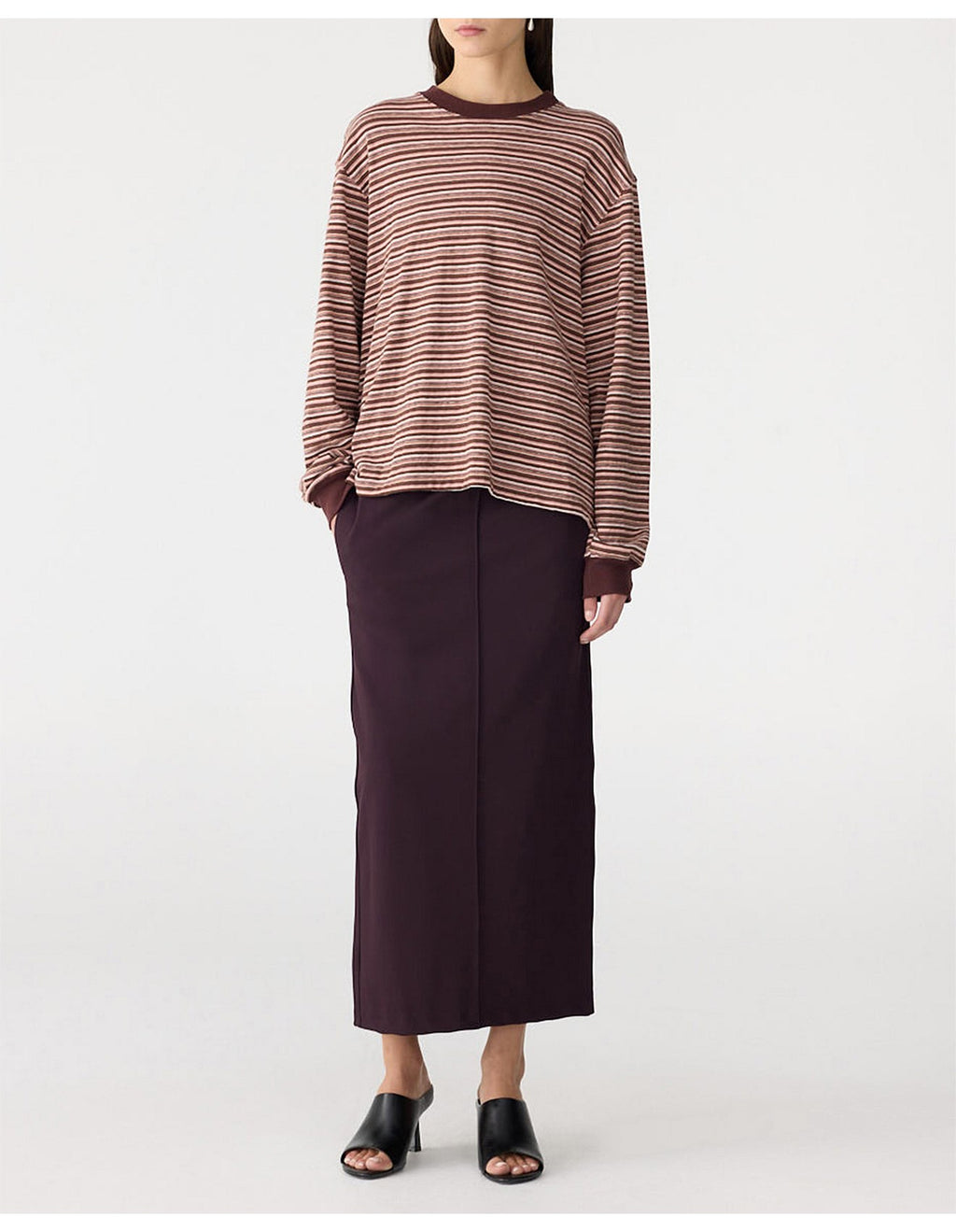 STRIPE SLOUCH L/S T-SHIRT - PINK/ORANGE/PLUM