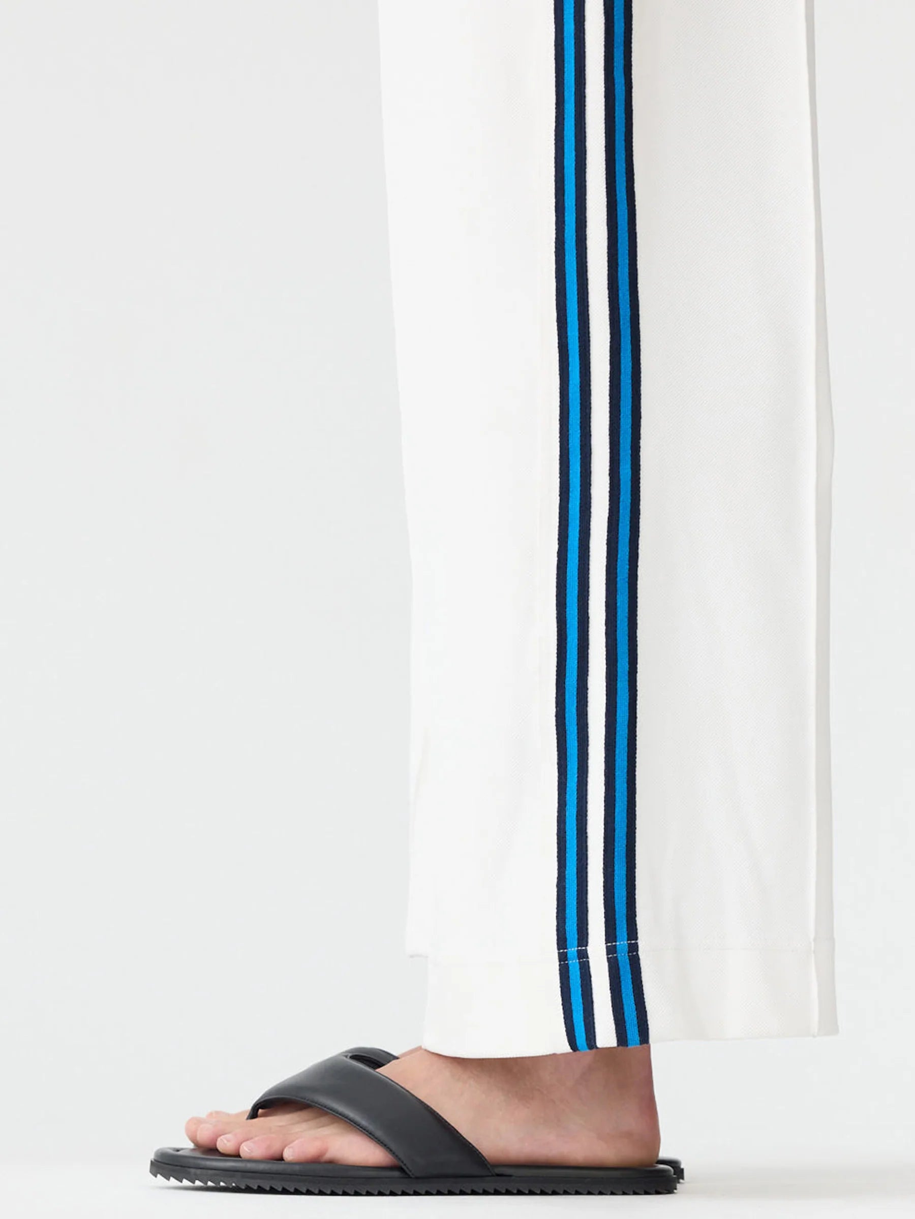 DOUBLE STRIPE WIDE LEG PANT - WHITE/ COBALT & INK STRIPE