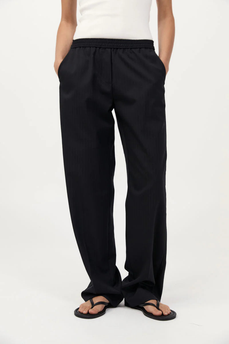 TAILORED ACTIVE PANTS - BLACK PINSTRIPE