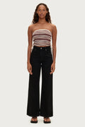 KNIT BANDEAU TOP - CHOCOLATE STRIPE