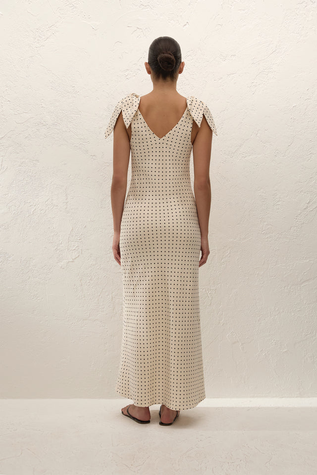 SOLANA MAXI DRESS - LOLA POLKA DOT - CREAM/BLACK
