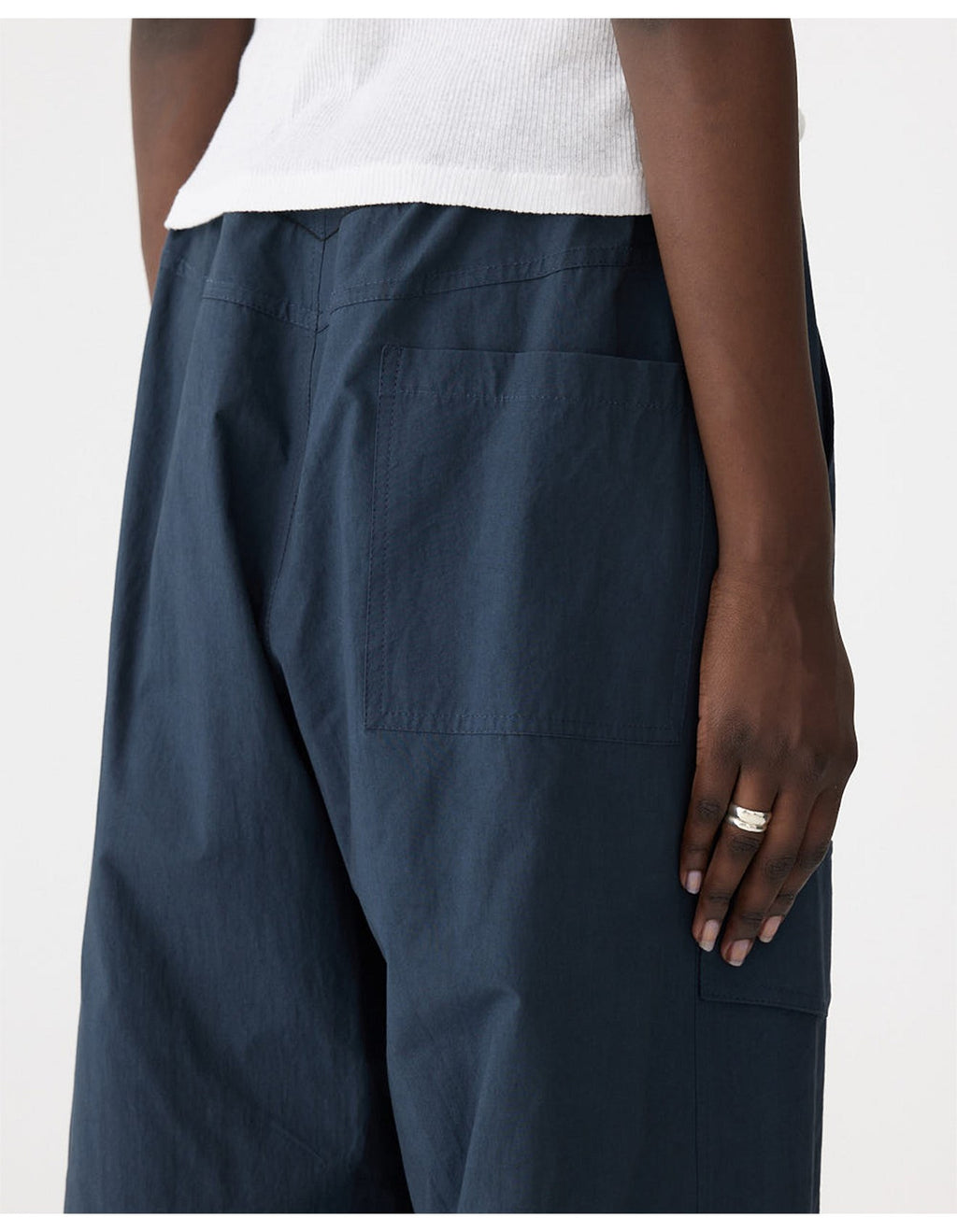 CRUSHED COTTON LAYERED PANT - WASHED NAVY