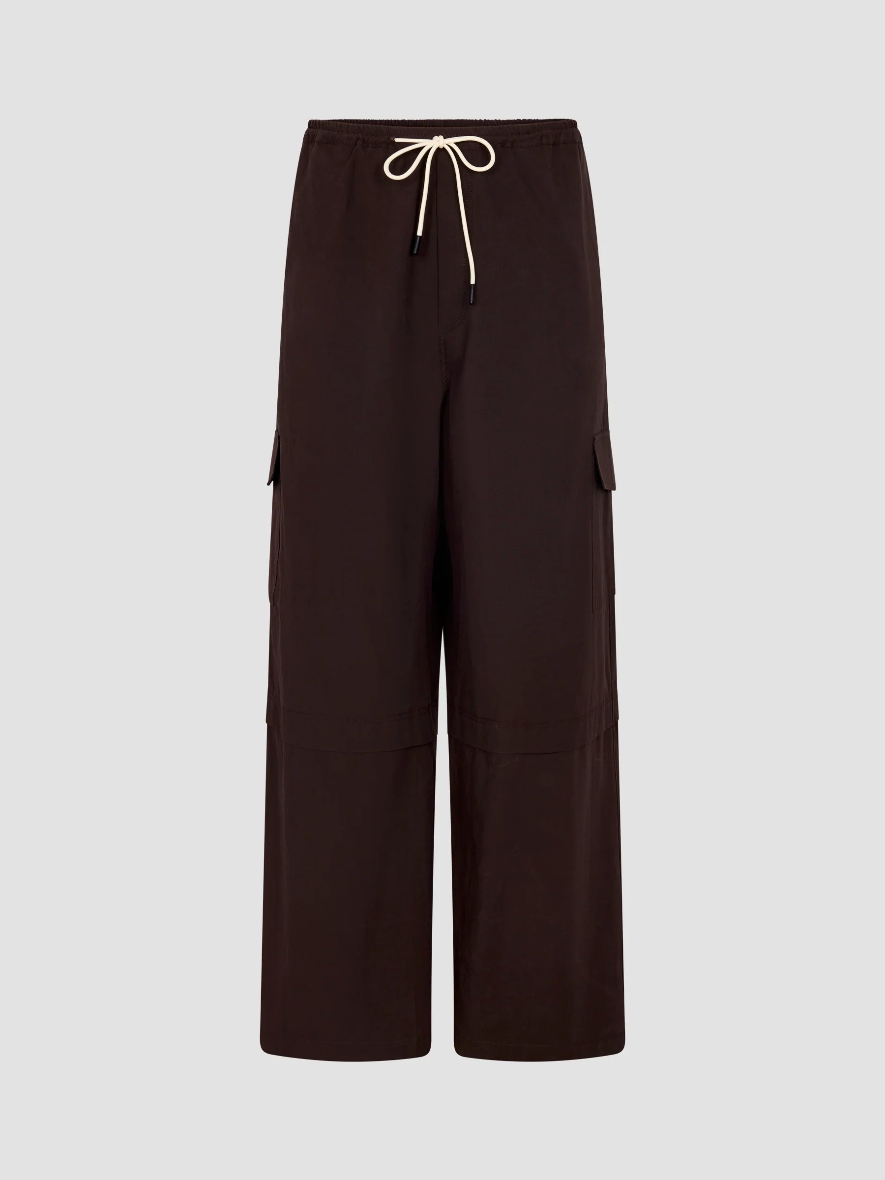 CRUSHED COTTON LAYERED PANT - CHOCOLATE BROWN
