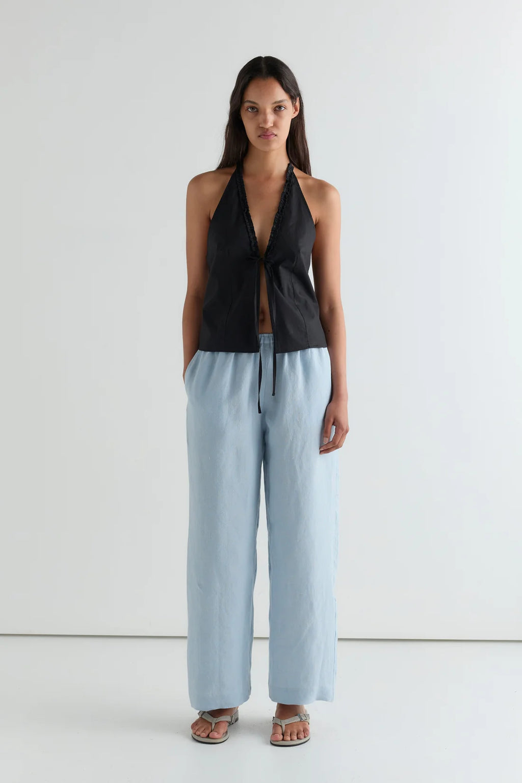 (PRE-ORDER) EASE TROUSER LINEN - AIR CHECK