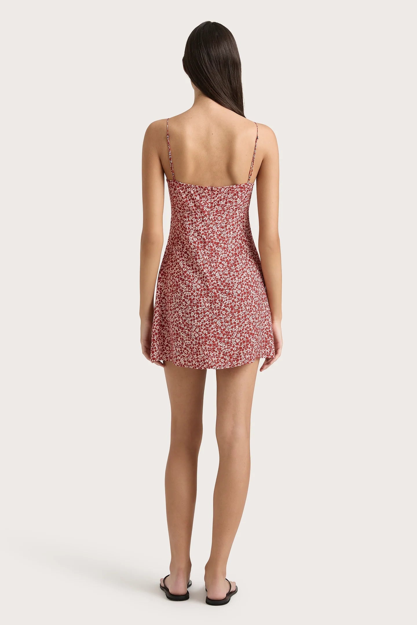 PAU MINI DRESS - PEONY STAMP GARNET