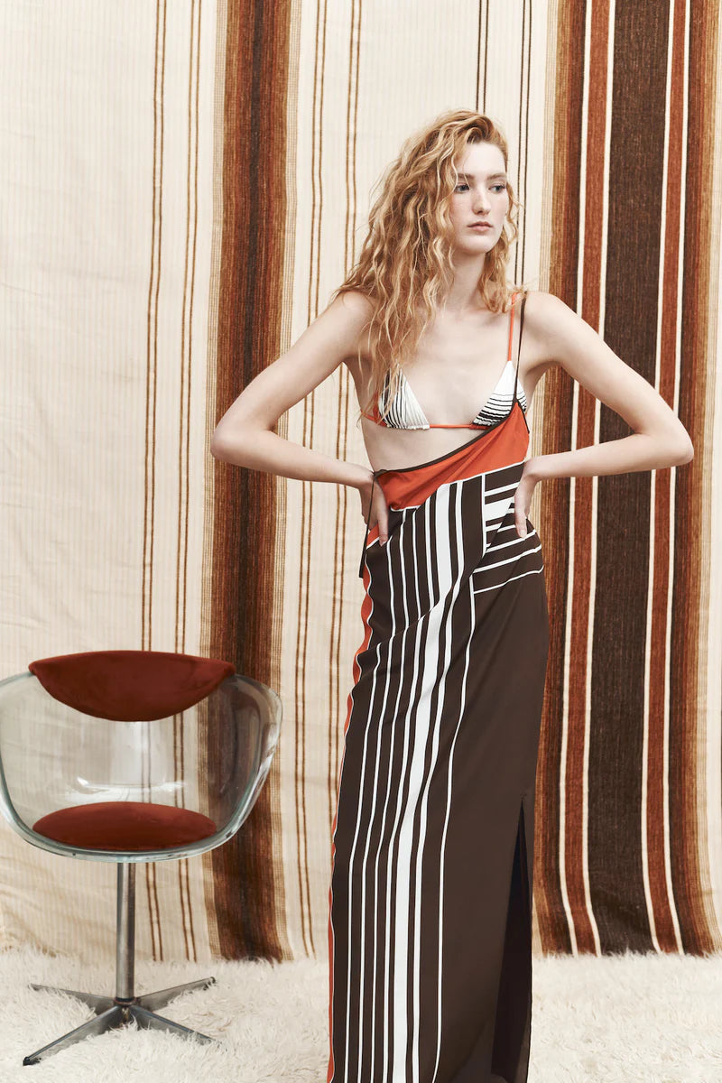 DESTINO SCOOP SLIP DRESS - PACHA STRIPE