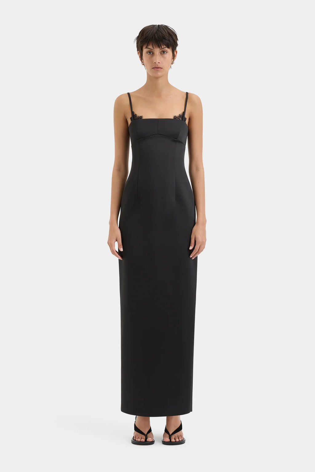 POPPY COLUMN MIDI DRESS - BLACK