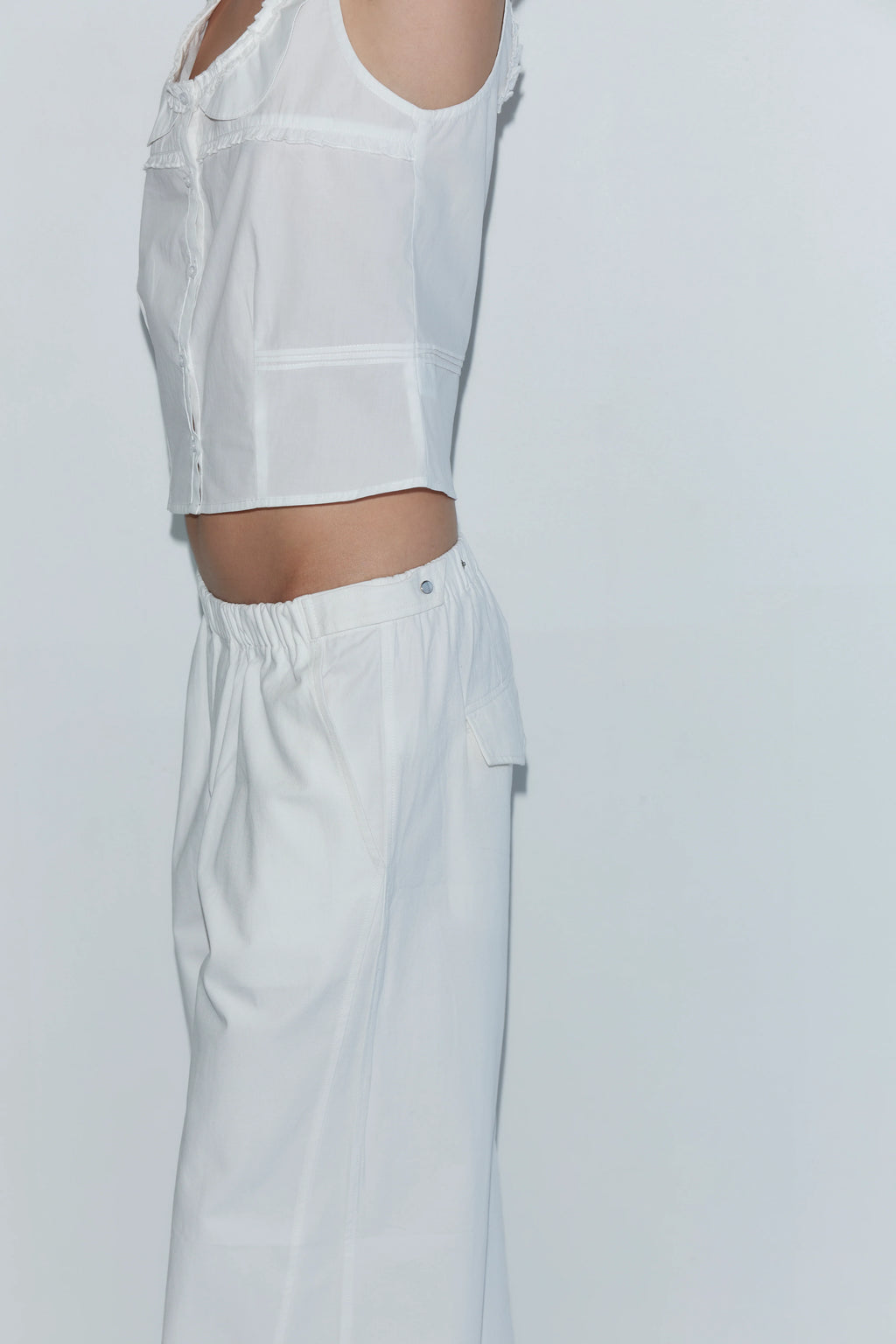 SNAP TAB PANT - WHITE