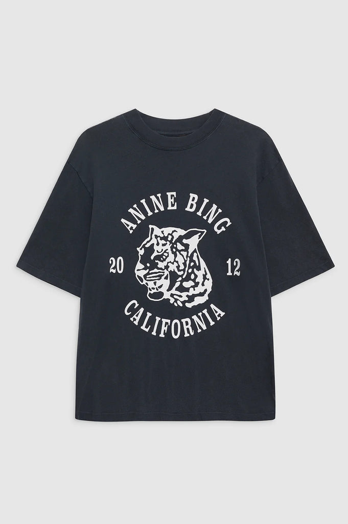 AVI TEE COLLEGIATE LEOPARD - WASHED CHARCOAL
