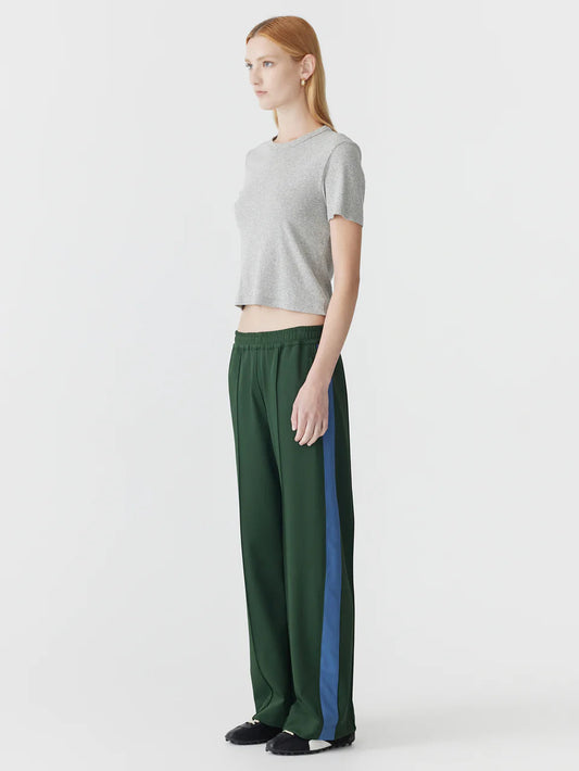 (PRE-ORDER) TWILL STRIPE DETAIL PANT - PINE / MARINE BLUE