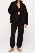 BLACK WAFFLE TEXTURED SWEATPANT - BLACK