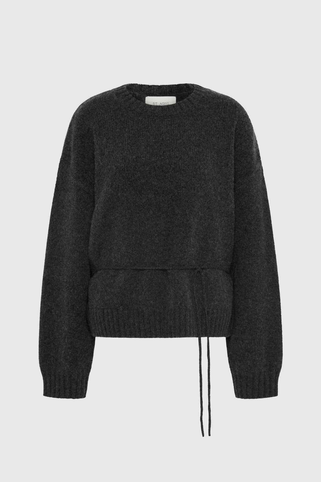 WOOL CREW NECK JUMPER - CHARCOAL MELANGE
