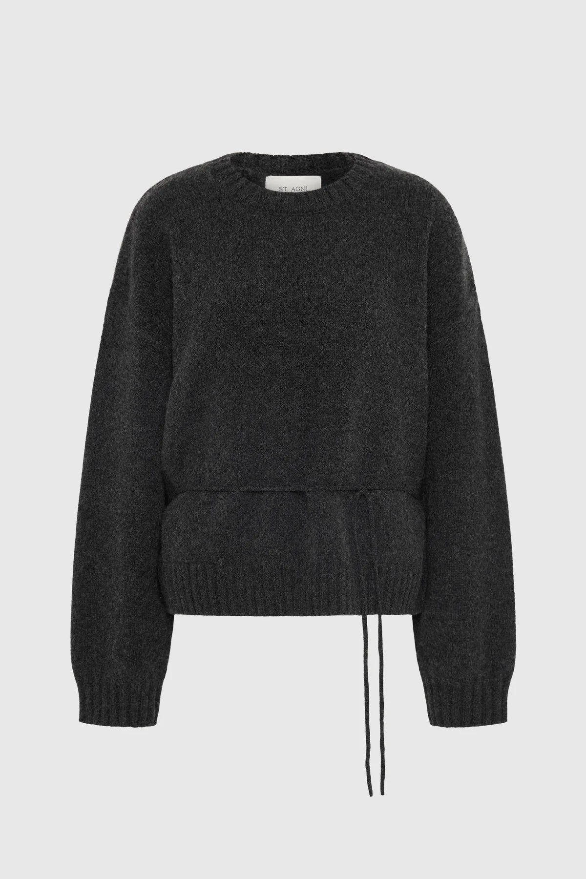 WOOL CREW NECK JUMPER - CHARCOAL MELANGE