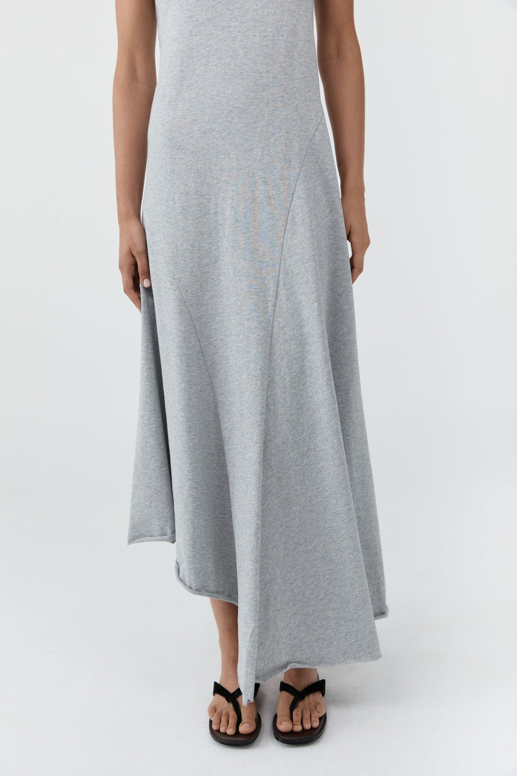 STRAPLESS COTTON JERSEY DRESS - LIGHT GREY MARLE