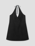 CINCHED HALTER DRESS - BLACK