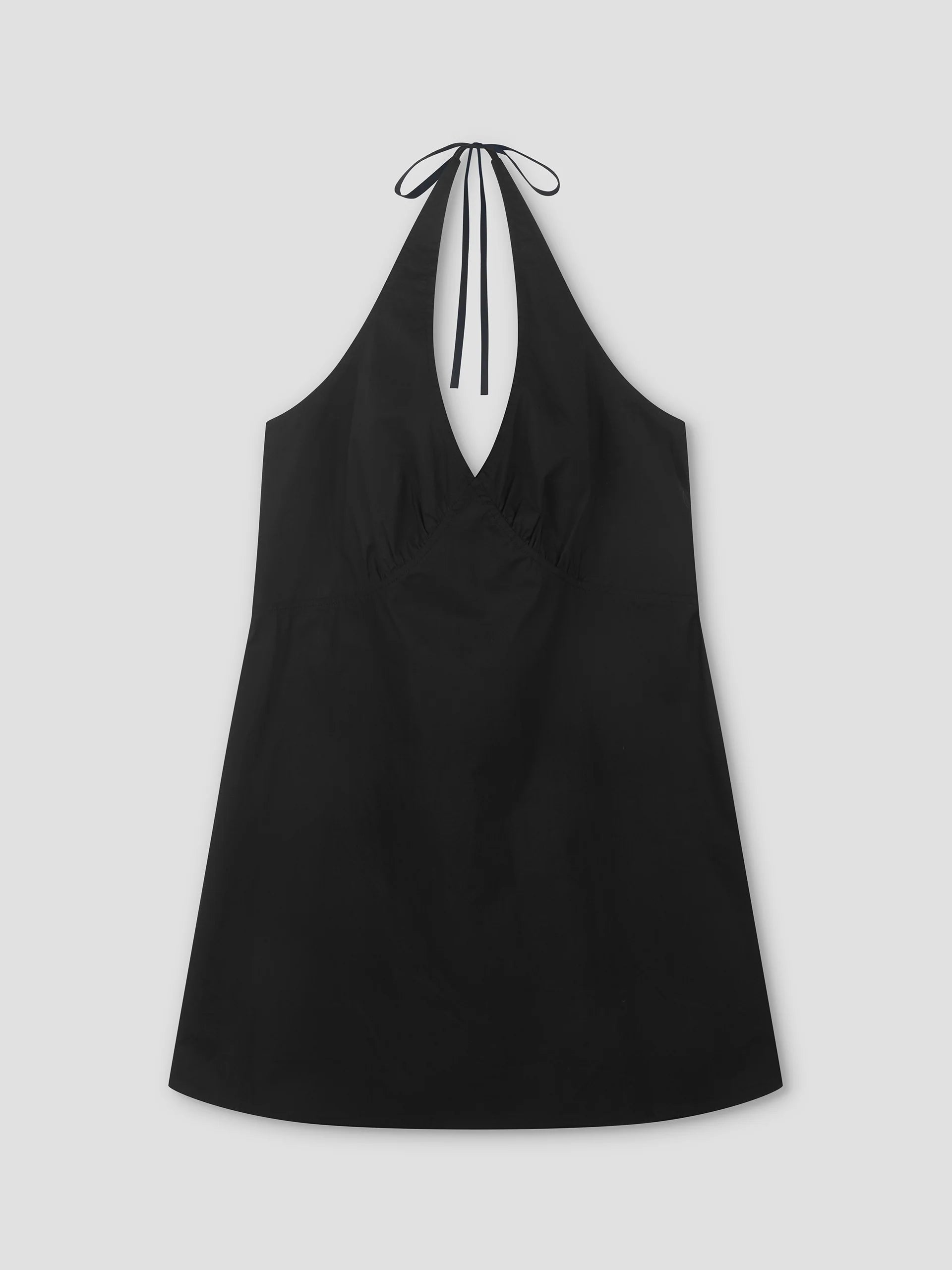 CINCHED HALTER DRESS - BLACK