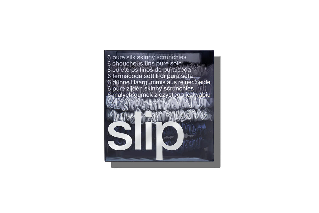 SLIP PURE SILK SKINNY SCRUNCHIES - SET OF 6 - MIDNIGHT