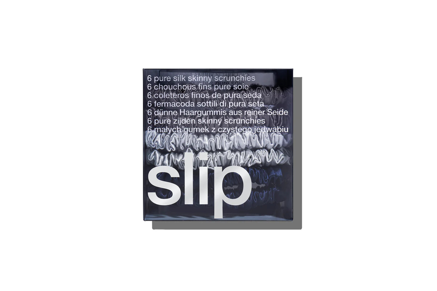 SLIP PURE SILK SKINNY SCRUNCHIES - SET OF 6 - MIDNIGHT