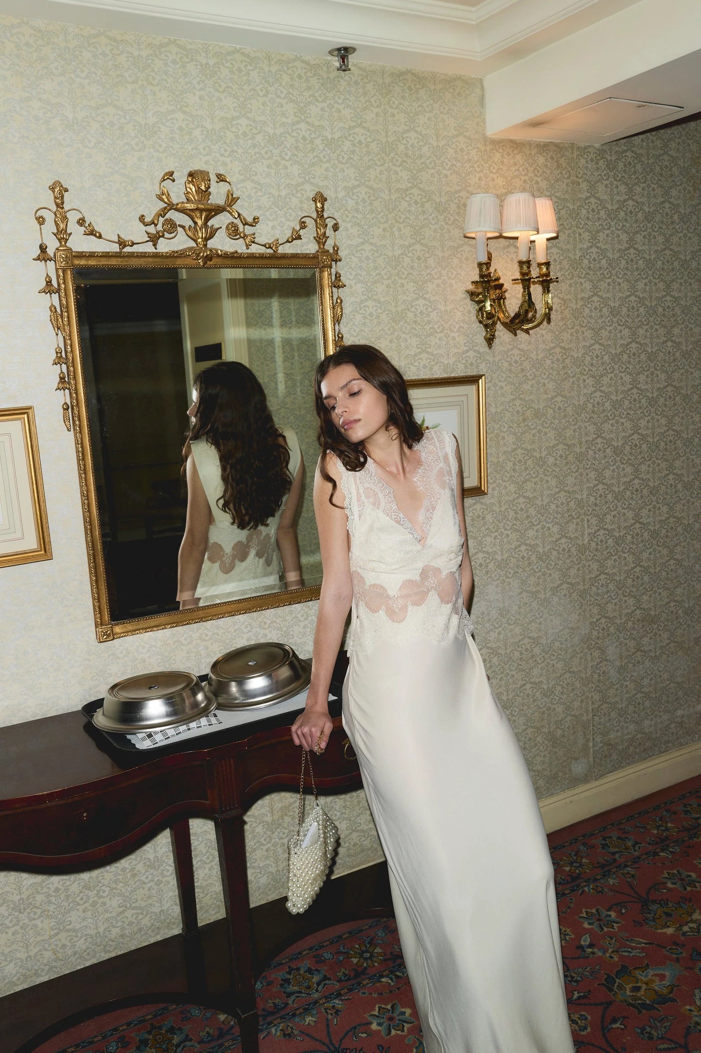 (PRE-ORDER) VISIONS LACE FLOOR LENGTH DRESS - BUTTERCREAM