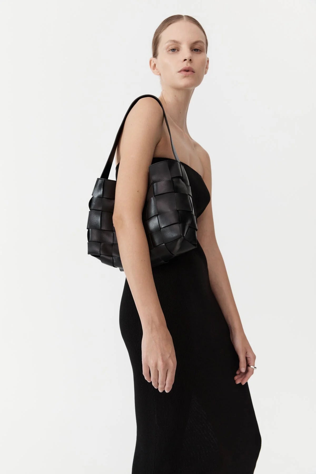 WOVEN MINI TOTE - BLACK