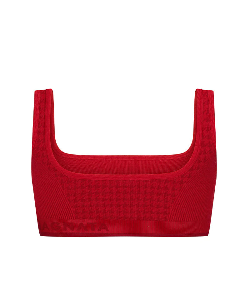 HOUNDSTOOTH WOOL BRALET - CRIMSON
