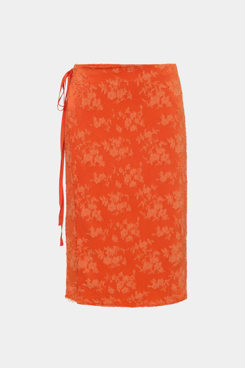 (PRE-ORDER) BLANCA WRAP SKIRT - PALMERA TANGERINE