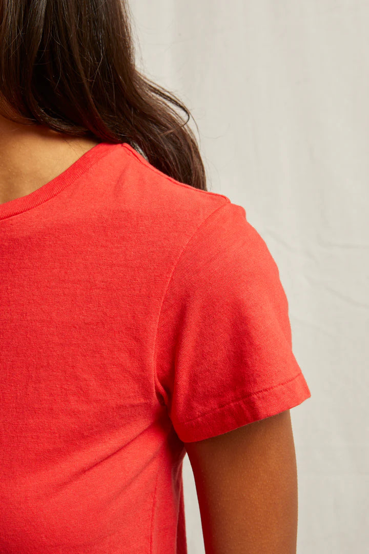 LISA RECYCLED COTTON SLIM CREW TEE - POPPY RED