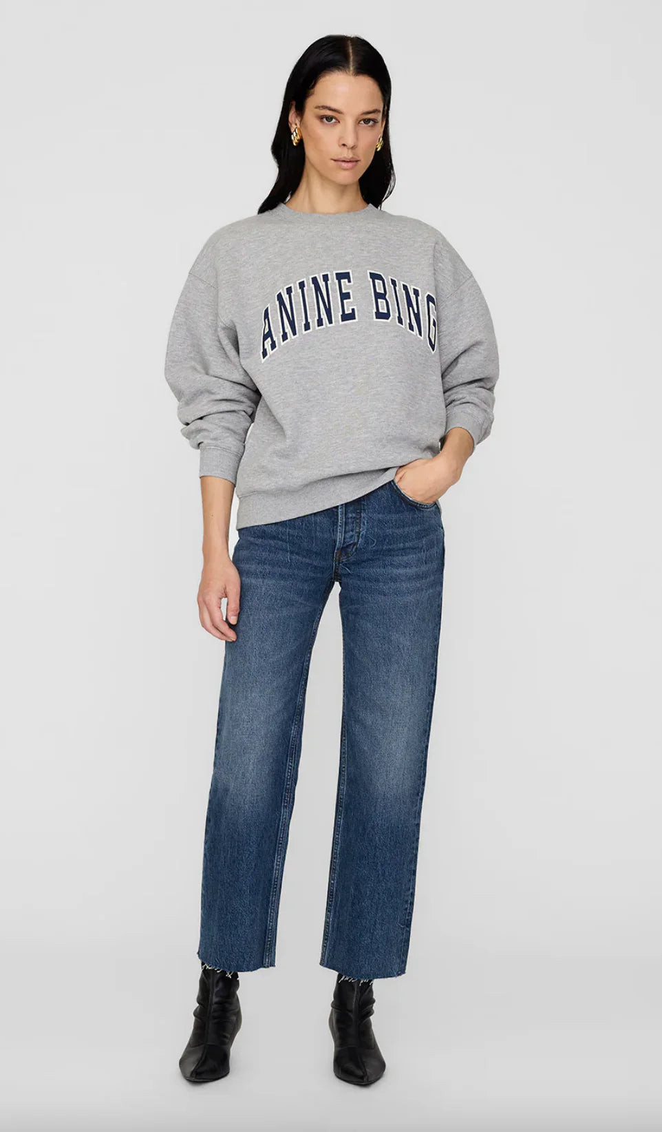 SPENCER SWEATSHIRT ANINE BING - HEATHER GREY WITH NAVY
