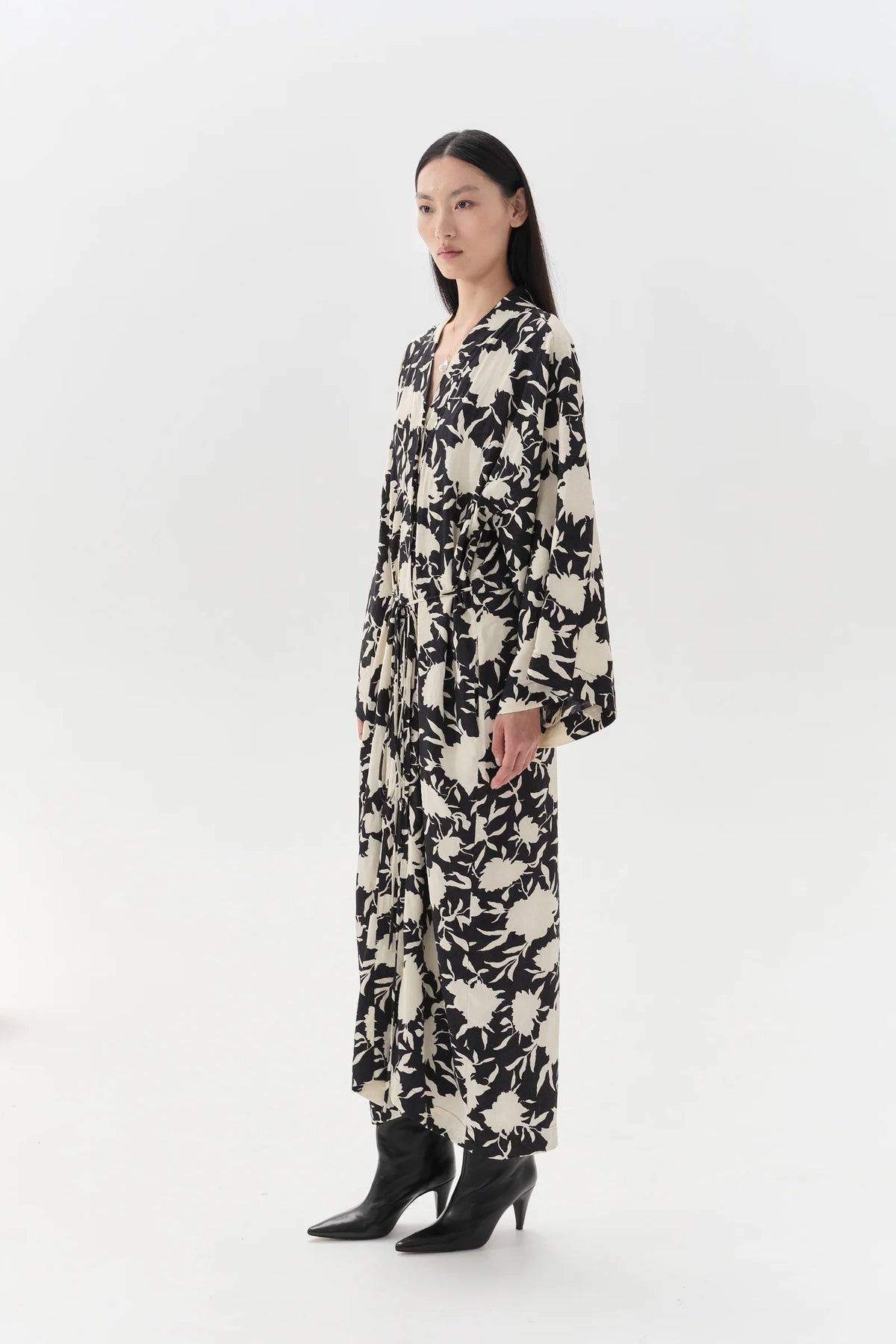 MARGOT KIMONO DRESS - BLACK & WHITE
