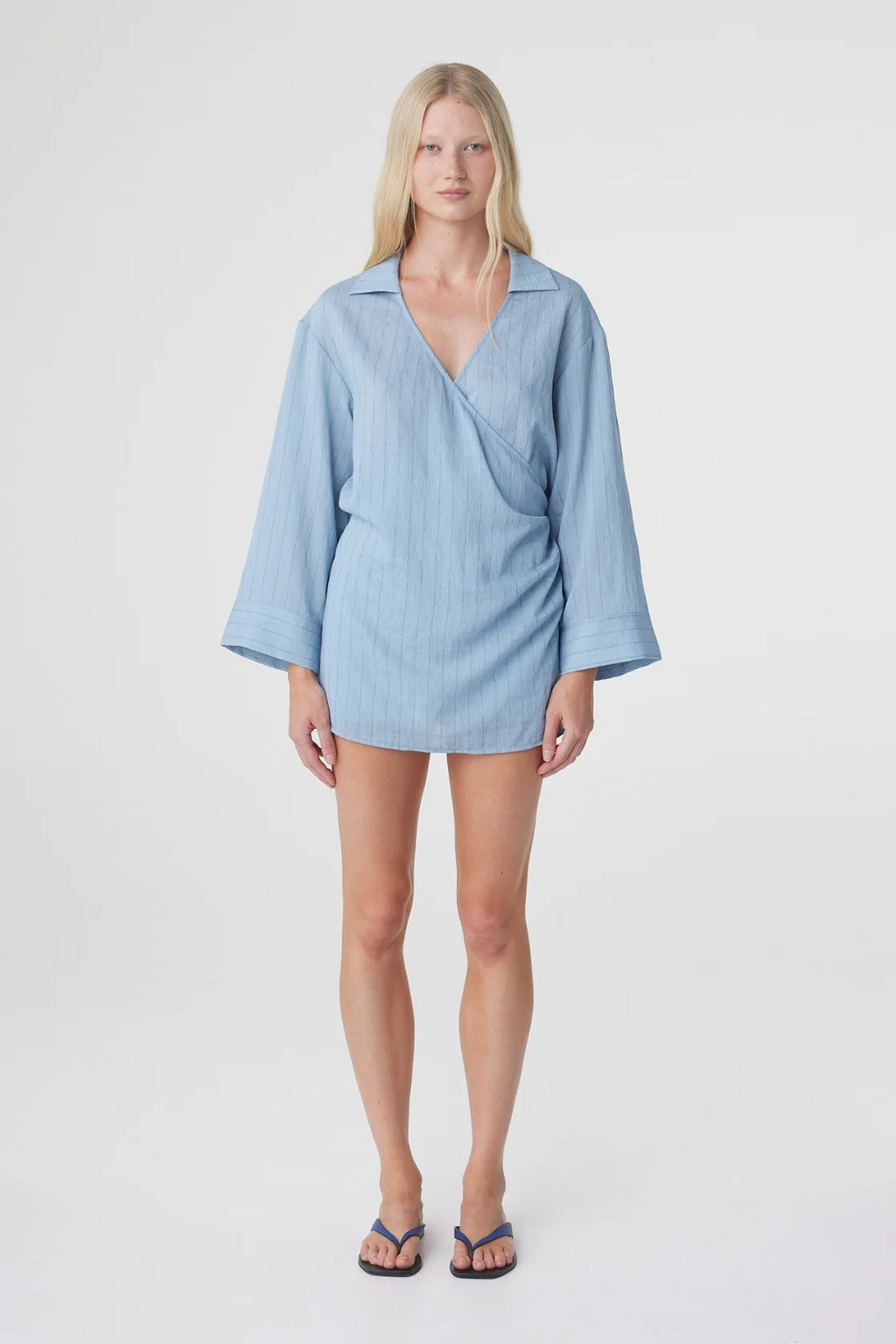 AMARA SHIRT DRESS - DUSK BLUE STRIPE