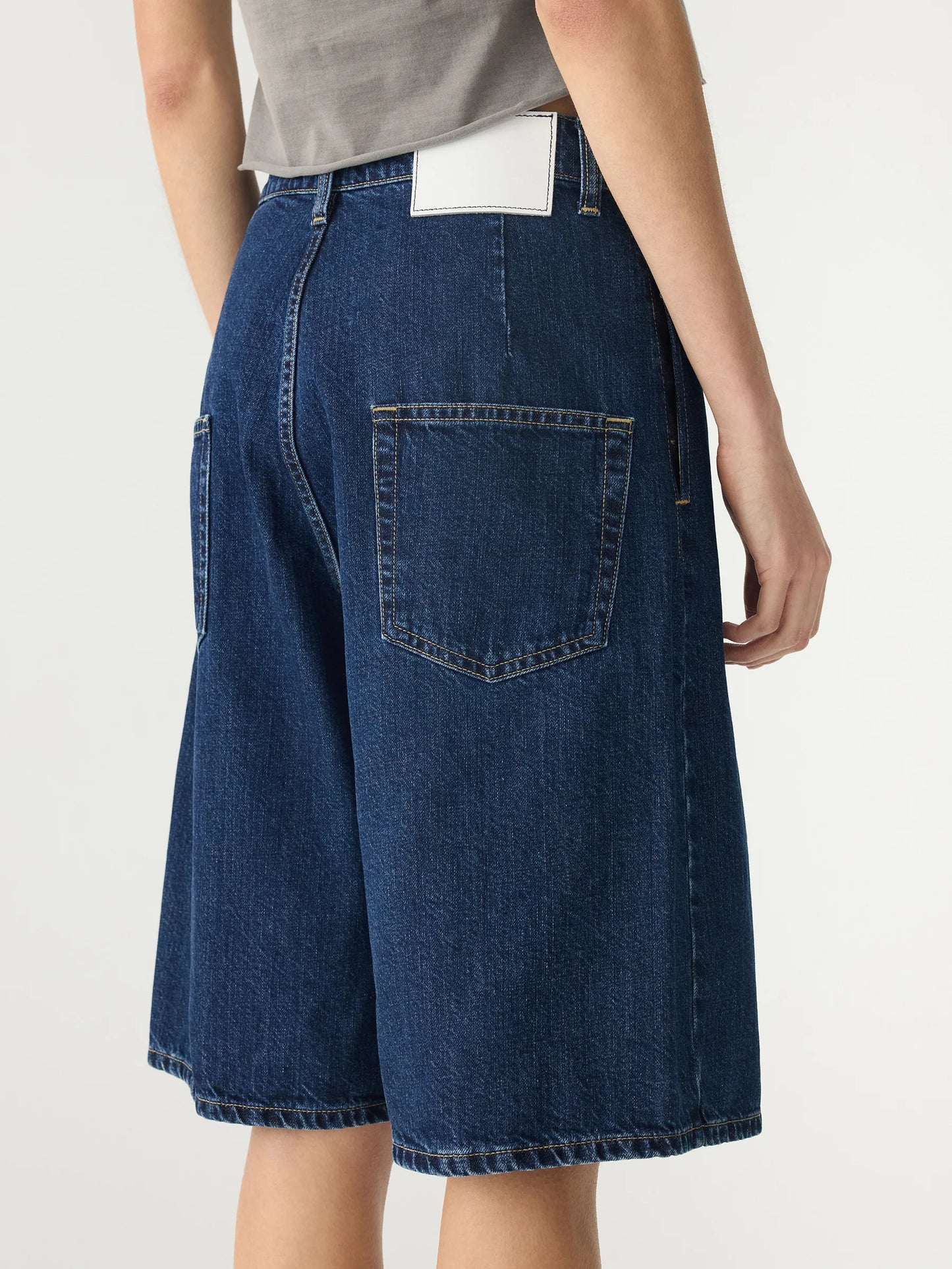 WIDE LEG DENIM SHORT - WORN INDIGO
