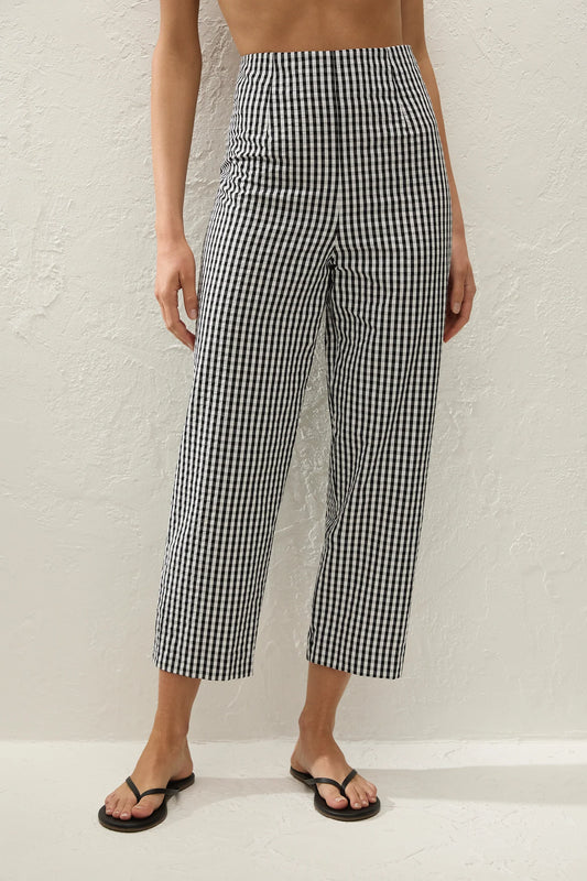 CLAUDINE PANT - BLACK TEXTURED GINGHAM