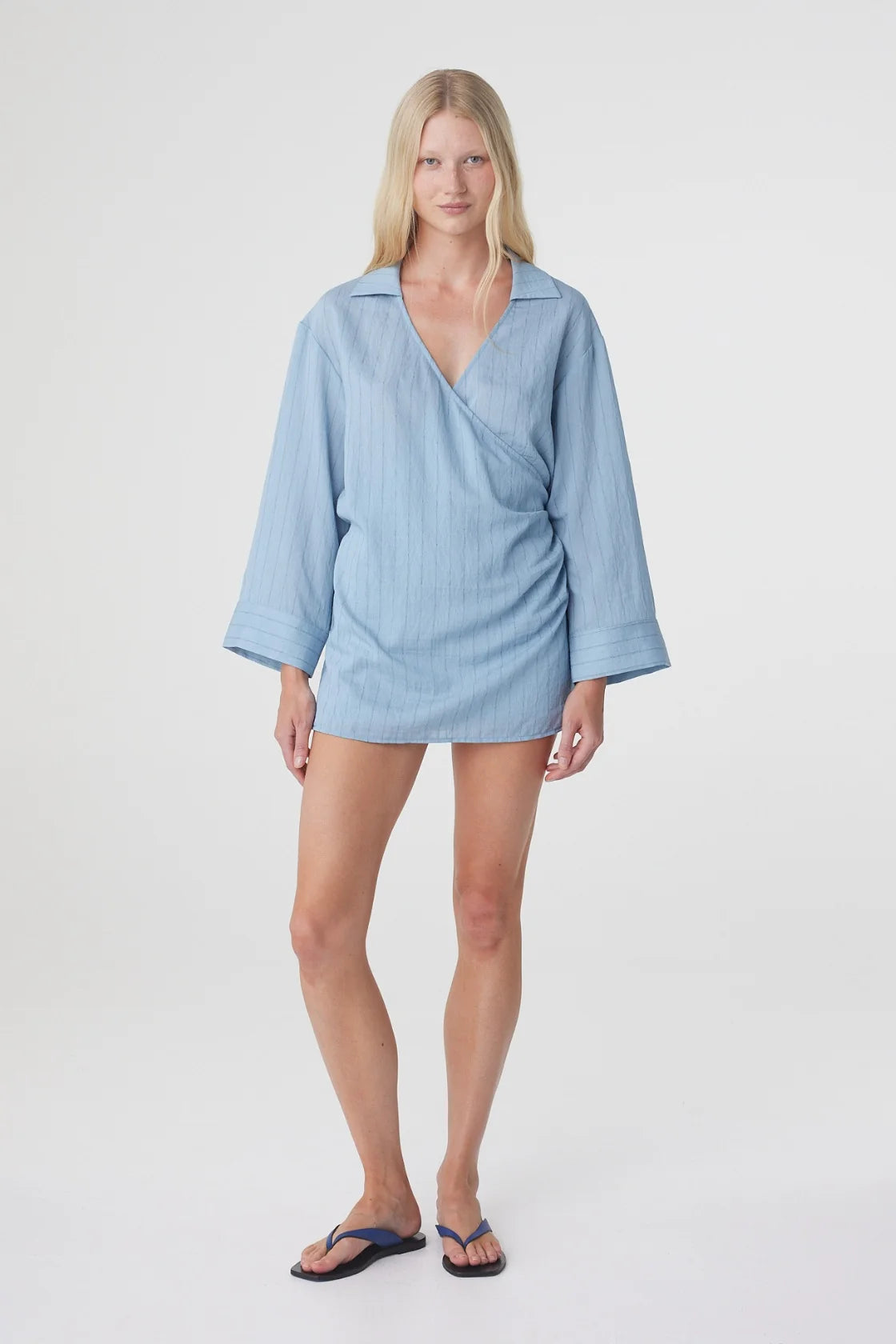 AMARA SHIRT DRESS - DUSK BLUE STRIPE