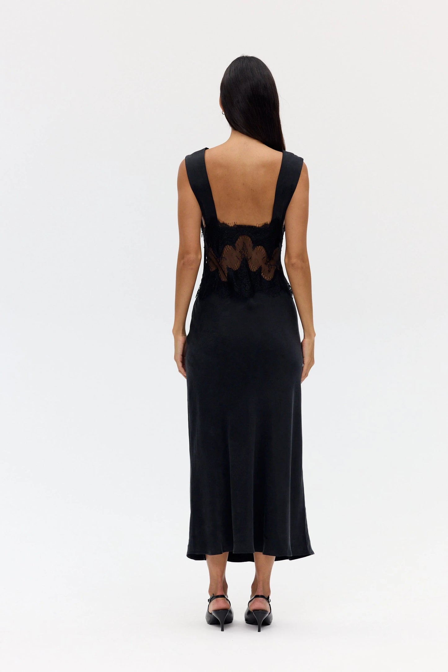 VISIONS LACE DEEP V MAXI - EBONY