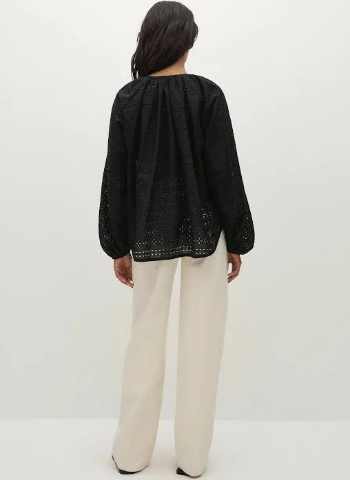 THORA BLOUSE - AGNES BRODERIE ANGLAISE BLACK