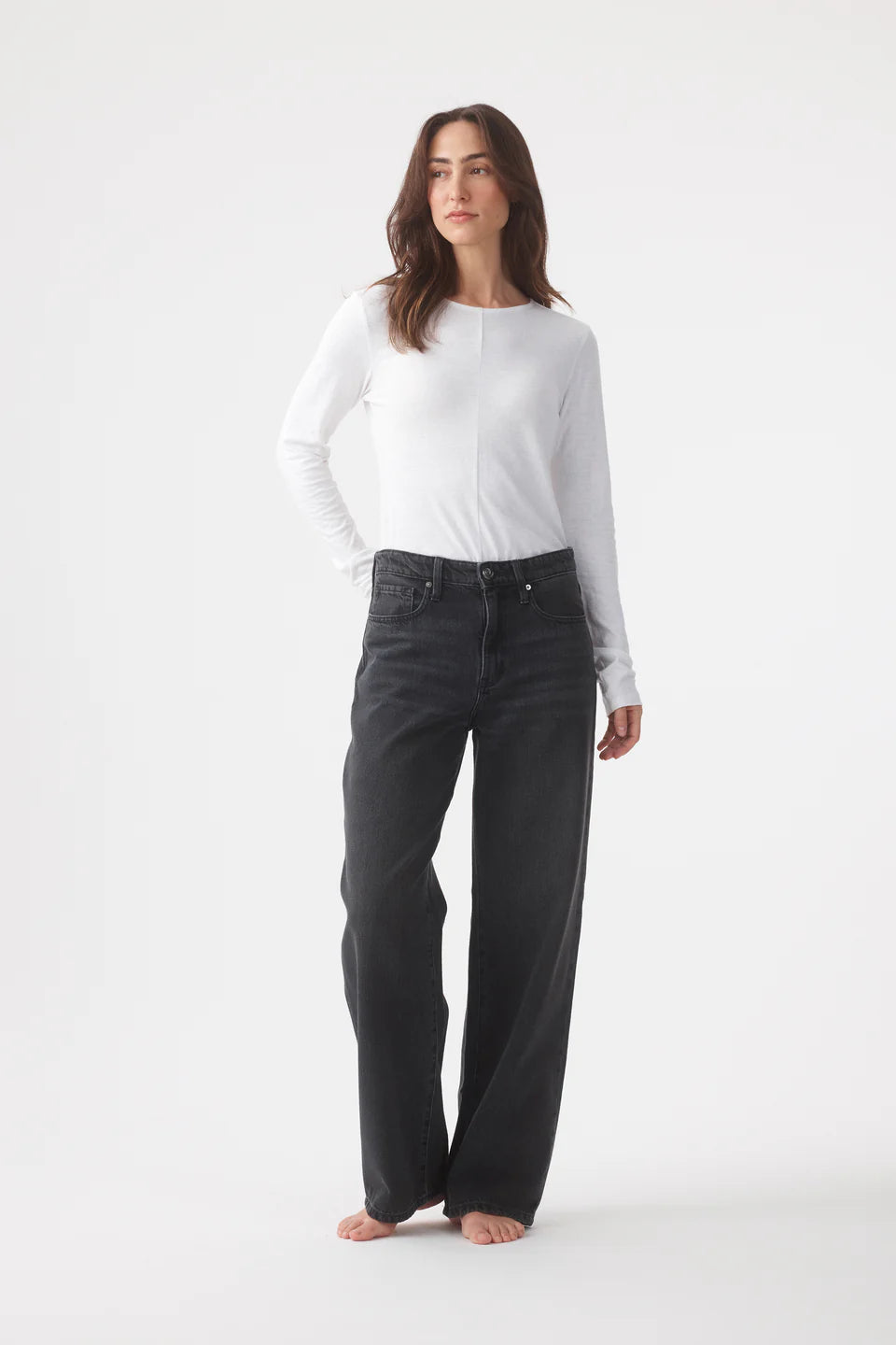 (PRE-ORDER) OLIVE MID SLOUCHY WIDE JEAN - VINATGE BLACK