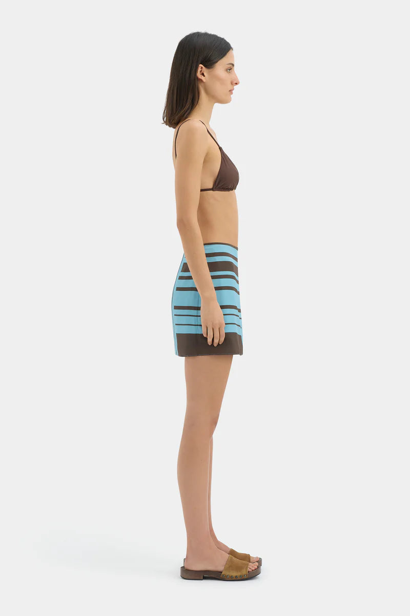 RIOJA WRAP MINI SKIRT - PACHA MINERAL STRIPE